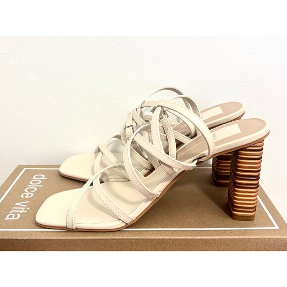 DOLCE VITA Ivory Leather Jenko Heeled Sandals NEW Size 9.5
